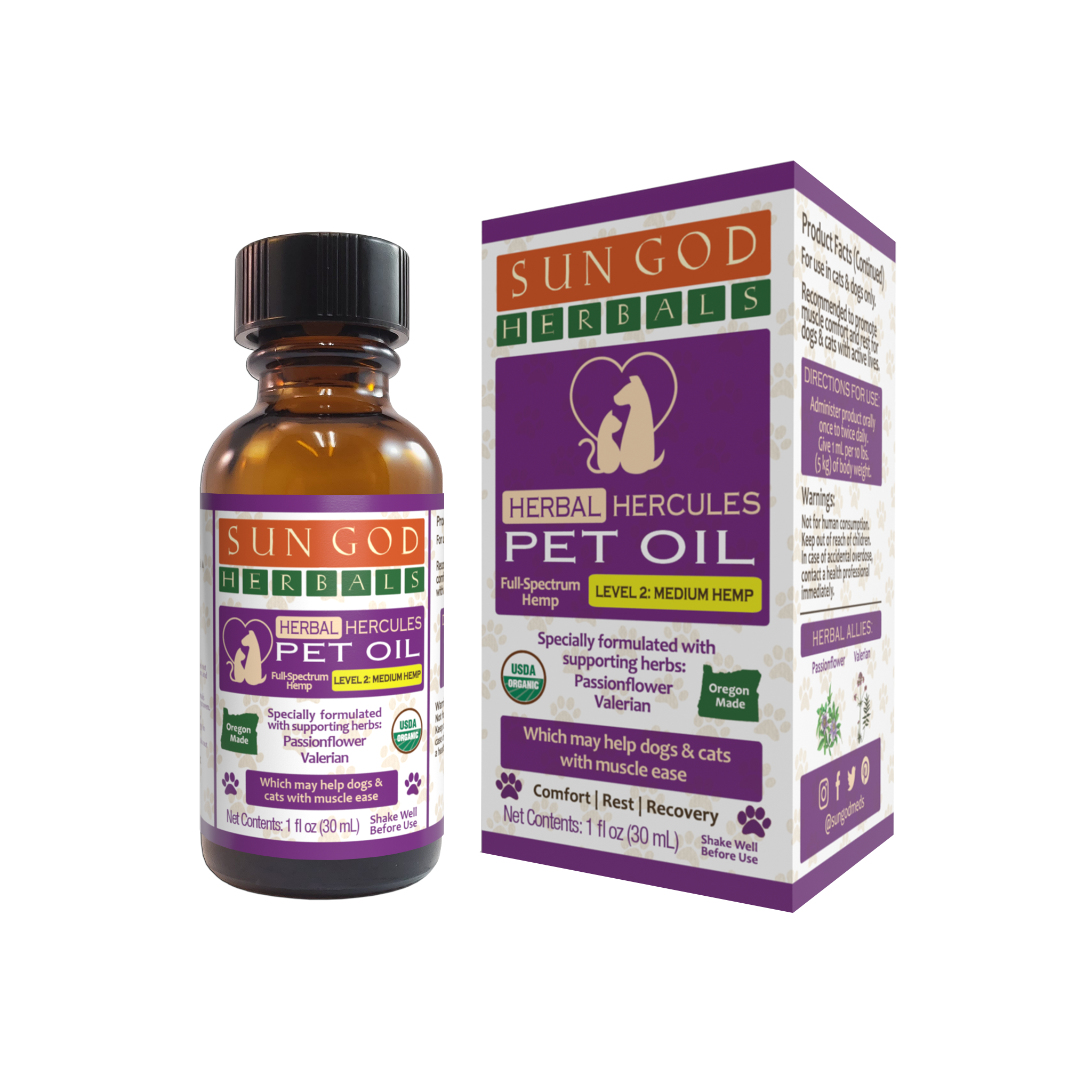 Organic Hercules Hemp Pet Oil – Herbal Support for Muscles